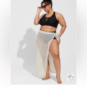 Torrid One Size Beige Knit Sarong Swim Coverup NWT